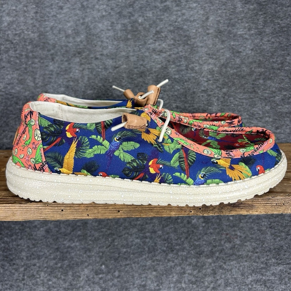 Hey Dude Shoes Womens 11 MultiColor Wendy Margaritaville Parrot Print Casual